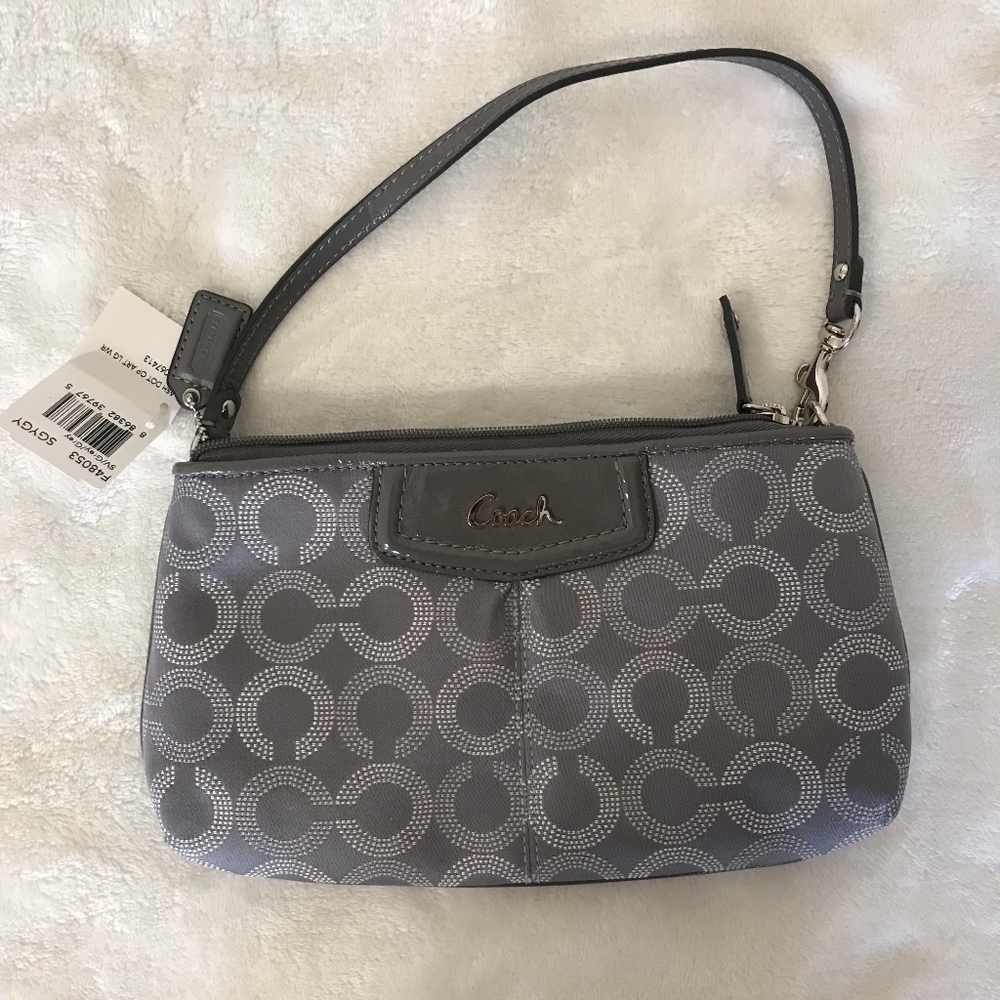 COACH SV/GREY CLUTCH/WRISTLET